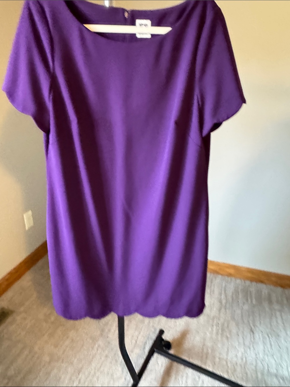 Anne Klein Purple Short-Sleeve Shift Dress